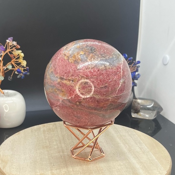 Icy Rhodonite Sphere - Picture 3 of 4